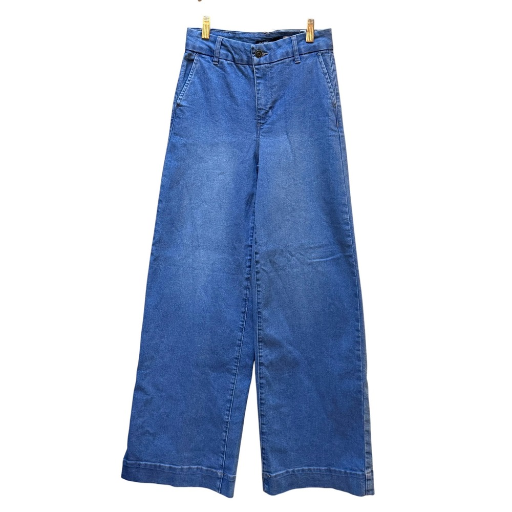BCBGeneration Jeans Women 26 Blue High Rise Trouser Stretch Wide Leg Denim